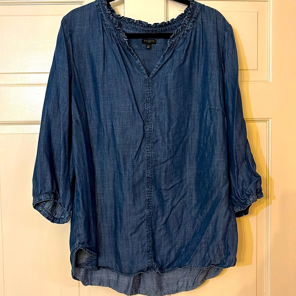 Talbots, denim blouse, 2X, blue